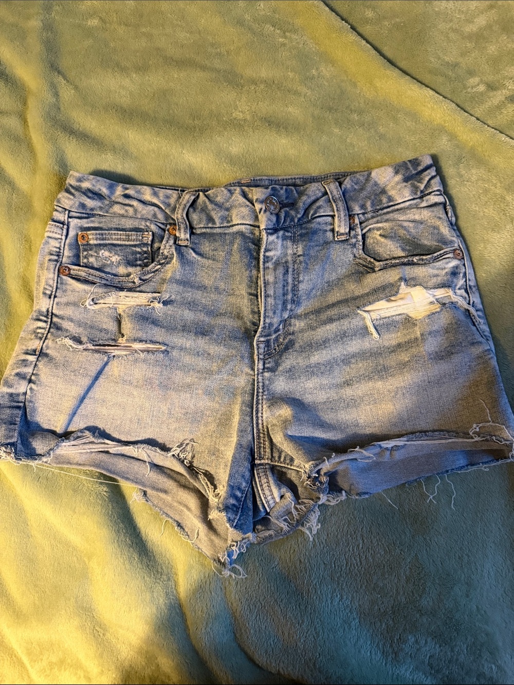 American Eagle Outfitters Light Wash Distressed Denim Shorts